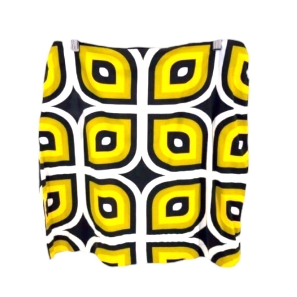 4/$45 CHELSEA & THEODORE Funky Retro Yellow and Brown Mini Length Pencil Skirt10